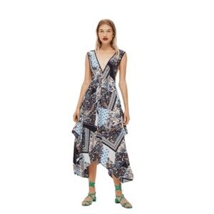 Topshop Light and Navy Blue Paisley Patchwork Maxi Dress